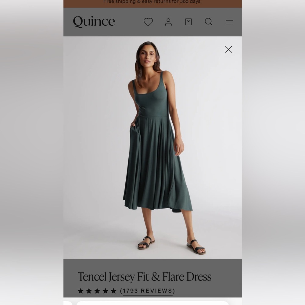 Quince olive grey size M tank midi dress with pockets!